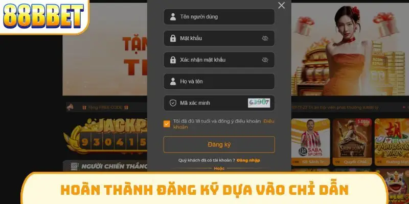 Hoàn thành đăng ký dựa vào chỉ dẫn